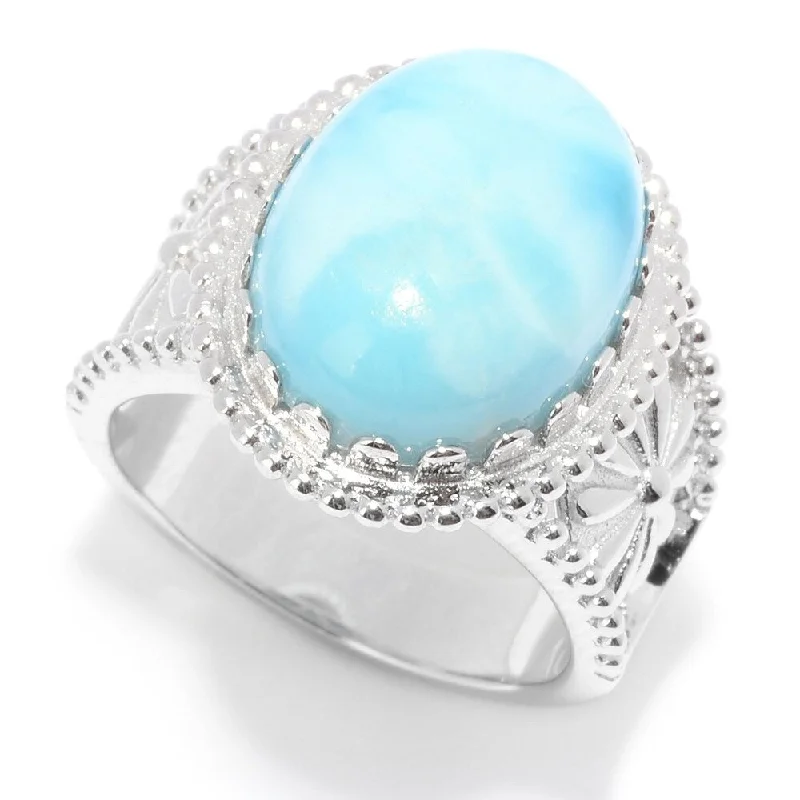 Women’s wedding ring with diamonds-925 Sterling Silver Larimar Ring