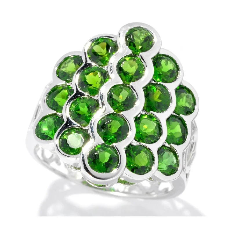 Women’s eternity diamond ring-Sterling Silver 3.82Ctw Chrome Diopside Cluster Ring