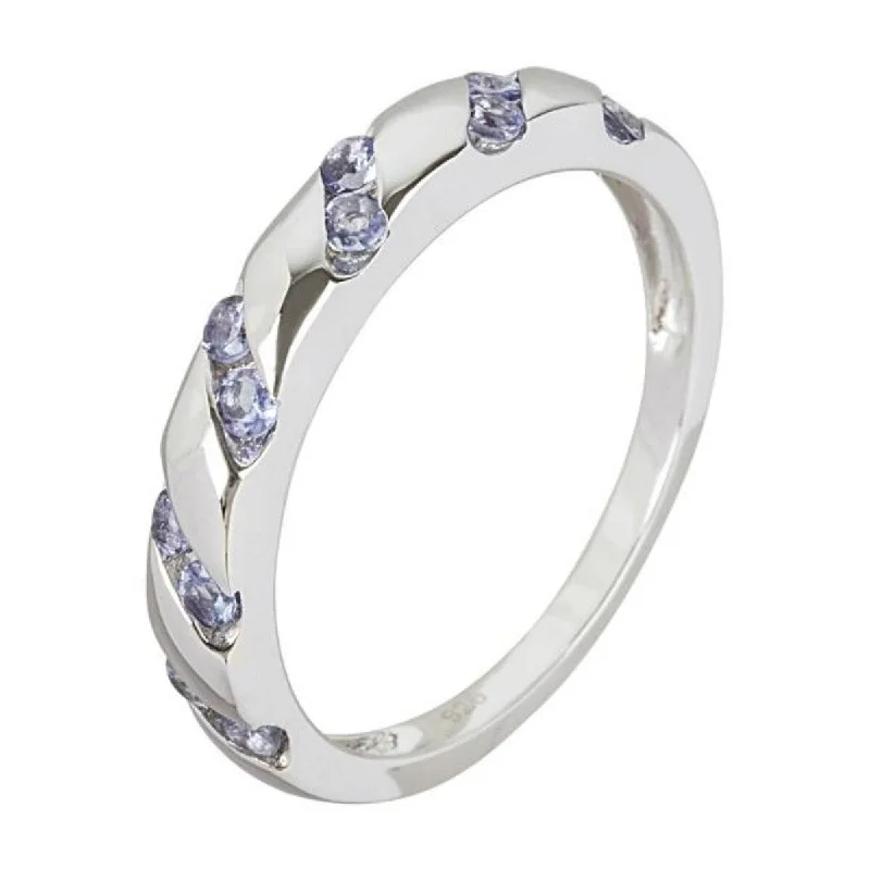 Women’s pearl ring-925 Sterling Silver Tanzanite Band Ring