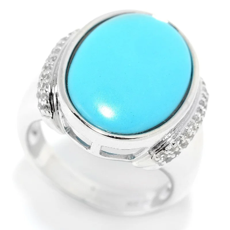 Women’s custom ring-925 Sterling Silver Sonora Beauty Turquoise and White Natural Zircon Ring