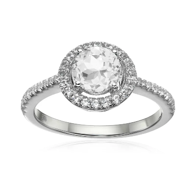 Women’s vintage wedding ring-925 Sterling Silver White Topaz and Created White Sapphire Ring