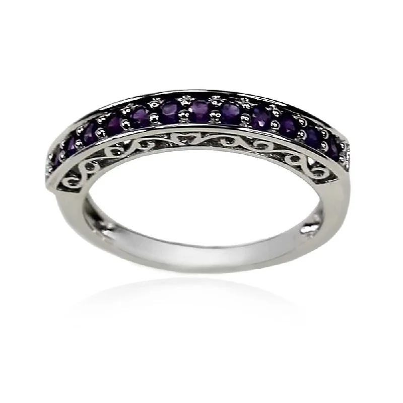 Women’s moonstone engagement ring-925 Sterling Silver African Amethyst Ring