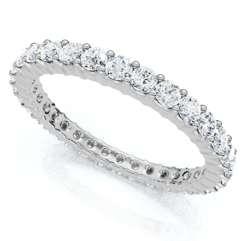 Women’s halo ring-1ct Prong Diamond Eternity Ring White Gold