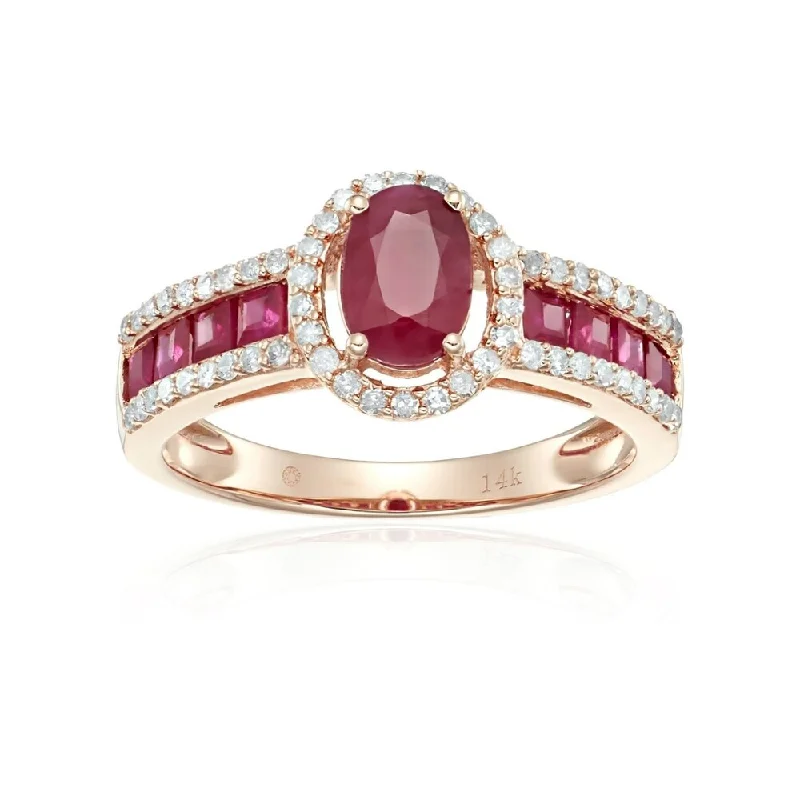 Women’s engagement band-14k Rose Gold Ruby & Diamond Ring