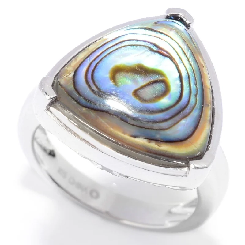 Women’s rose gold ring-925 Sterling Silver Abalone Solitaire Ring