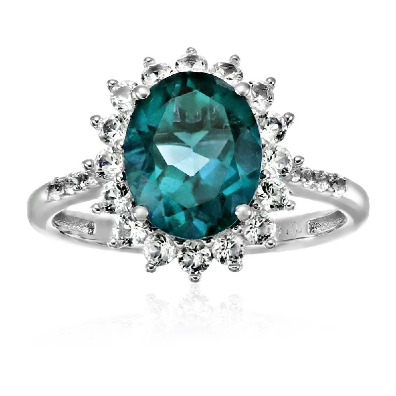 Women’s adjustable ring-Sterling Silver London Blue Topaz & Created White Sapphire Ring