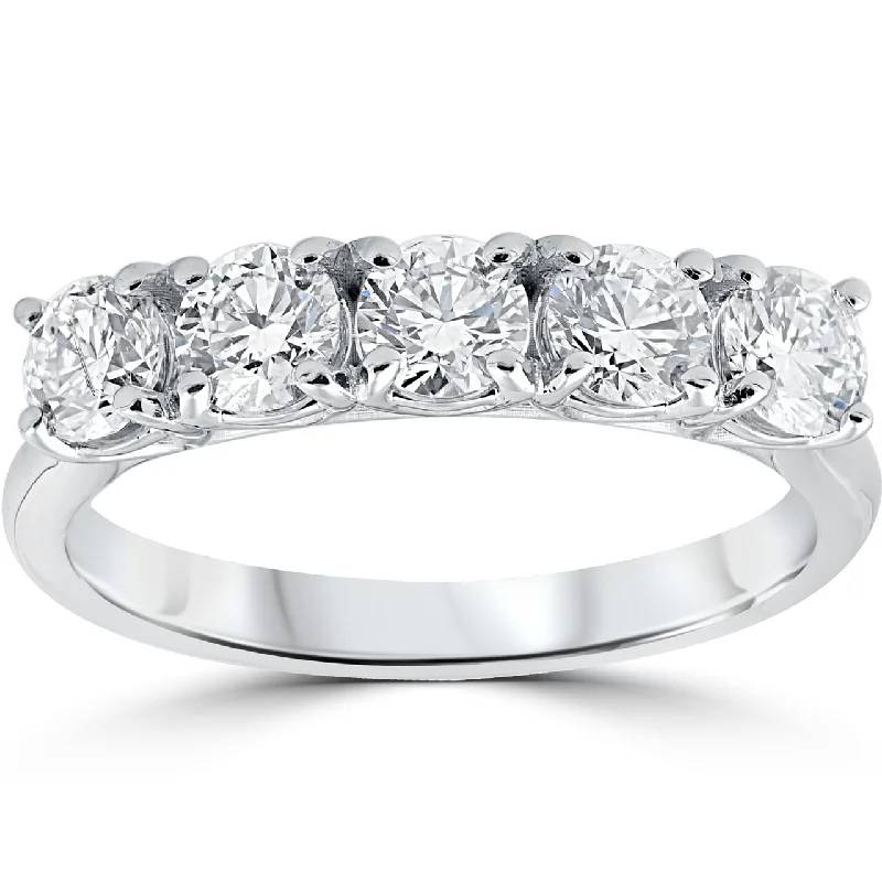 Women’s designer ring-1 1/4 ct 5-Stone Diamond Trellis Anniversary Ring White Gold