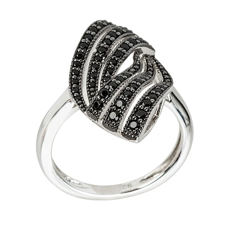 Women’s modern engagement ring-925 Sterling Silver Black Spinel Ring