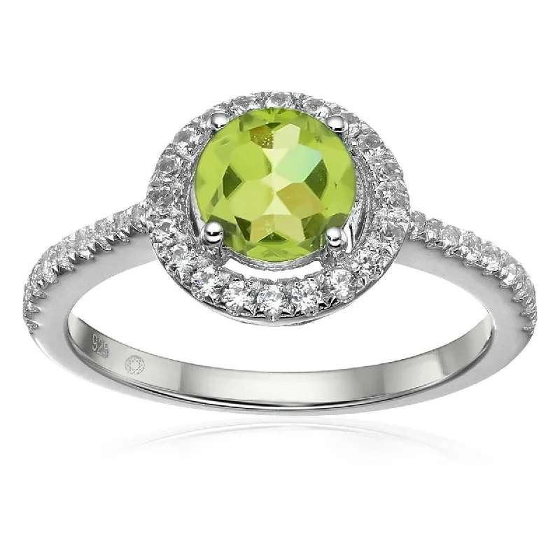 Women’s diamond ring-925 Sterling Silver Peridot and Created White Sapphire Ring