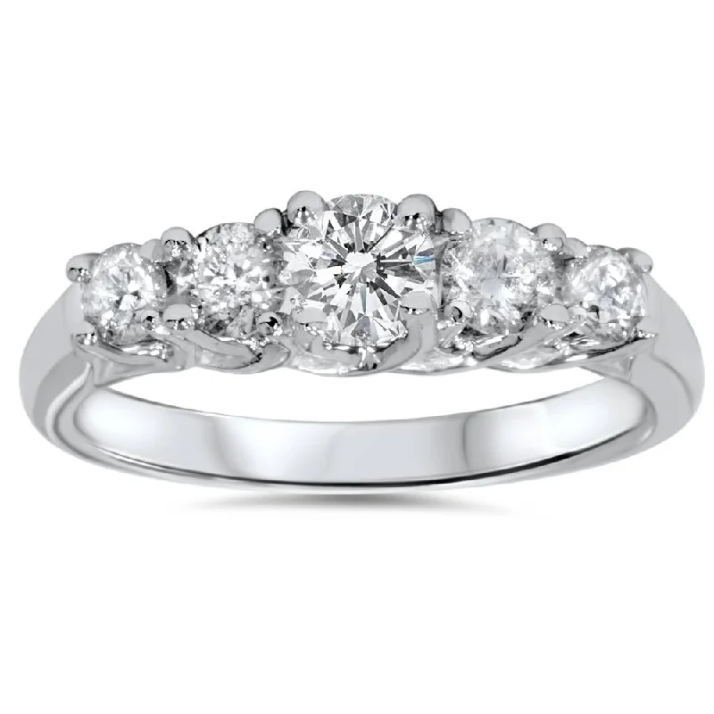 Women’s wedding set-1ct Graduated Five Stone Diamond Ring White Gold