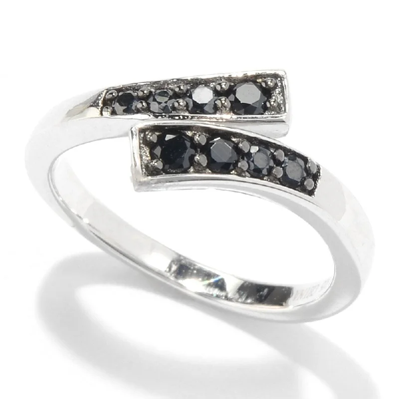 Women’s birthstone ring-Sterling Silver Black Spinel Open Bypass Toe Ring