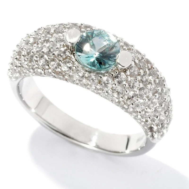 Women’s two-tone ring-Rhodium Over Ster Silver 3.11ct Blue Zircon Solitaire Ring, Size 5