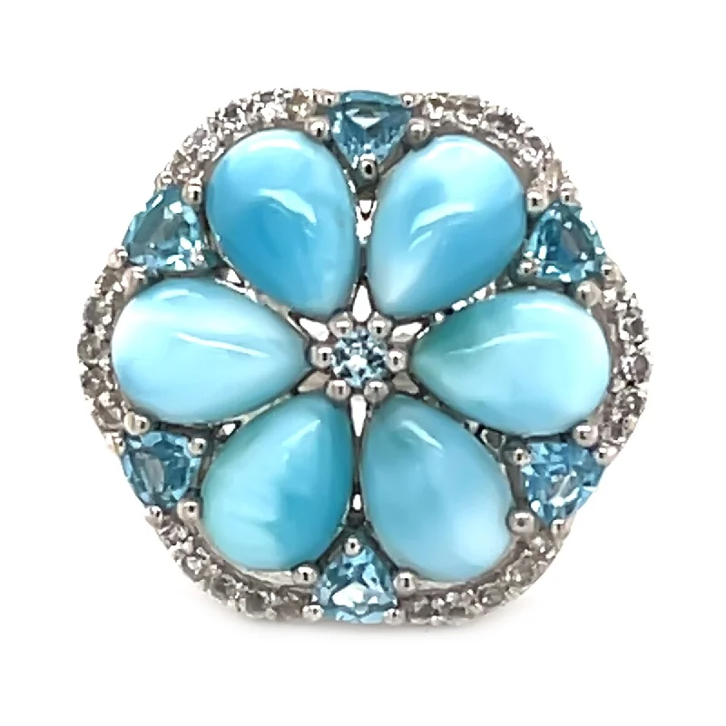 Women’s modern engagement ring-925 Sterling Silver Larimar Ring