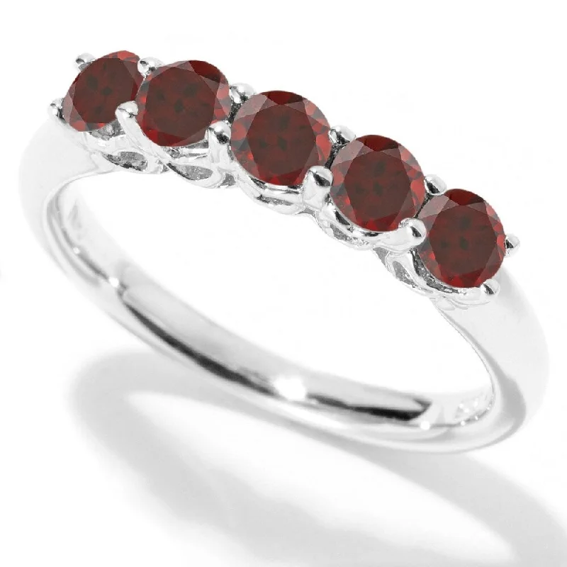 Women’s handmade ring-925 Sterling Silver Red Garnet 5-Stone Ring