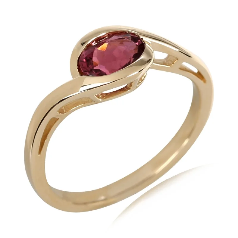 Women’s stacking rings-14Kt Yellow Gold Pink Tourmaline Ring