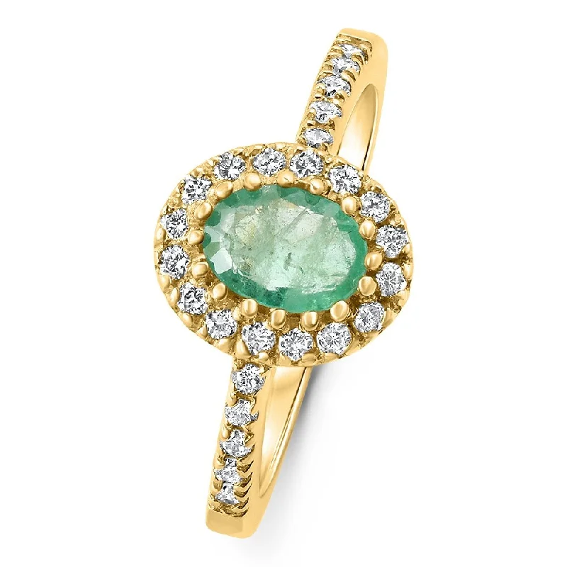 Women’s platinum diamond ring-3/4Ct Oval Emerald & Lab Grown Diamond Ring Gold