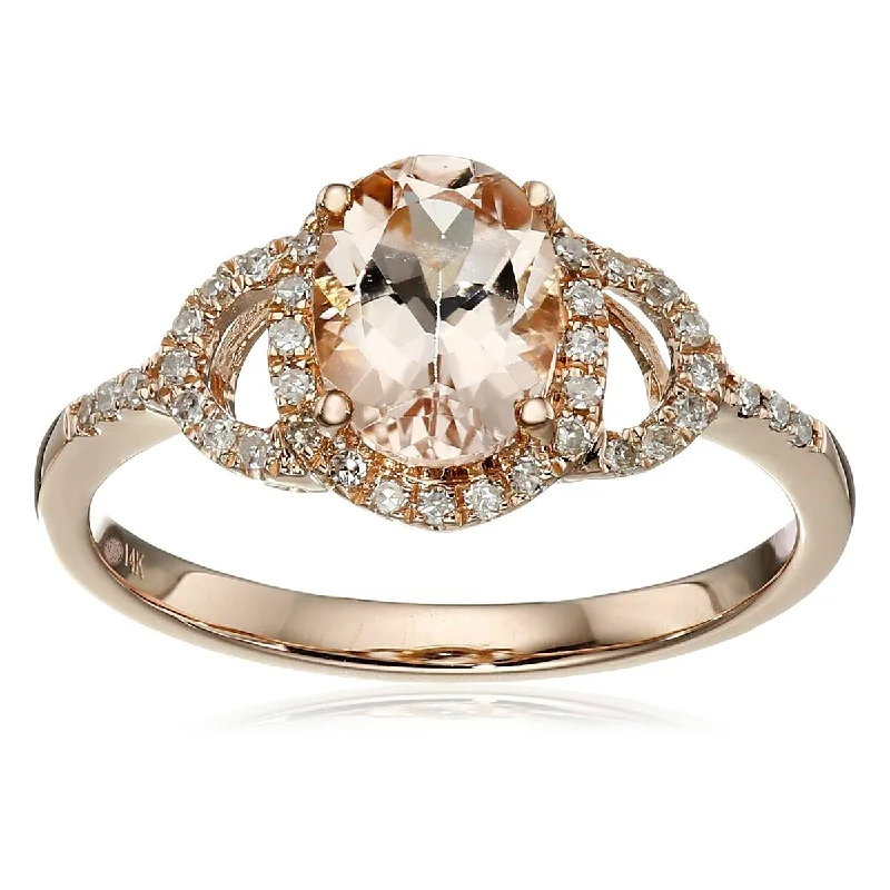 Women’s birthstone ring-14Kt Rose Gold Morganite and Diamond Ring