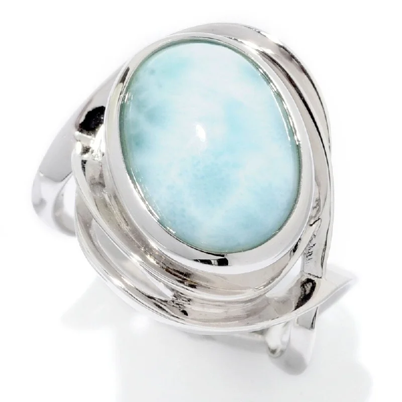 Women’s wedding band-925 Sterling Silver Larimar Ring