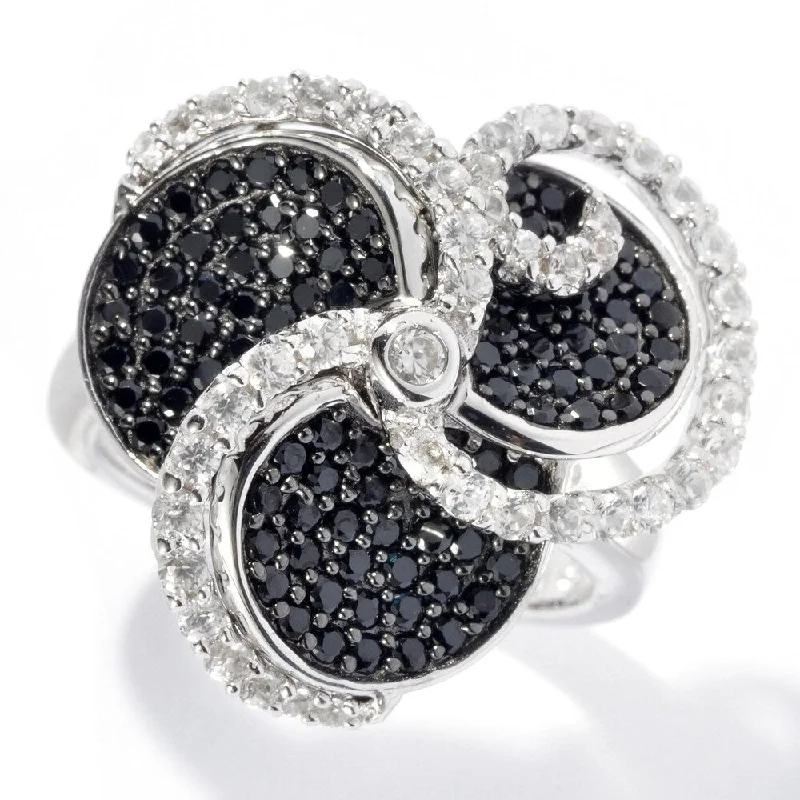 Women’s band ring-925 Sterling Silver Black Spinel and White Cz Ring