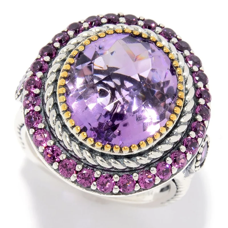 Women’s band ring-925 Sterling Silver Pink Amethyst and Rhodolite Garnet Ring