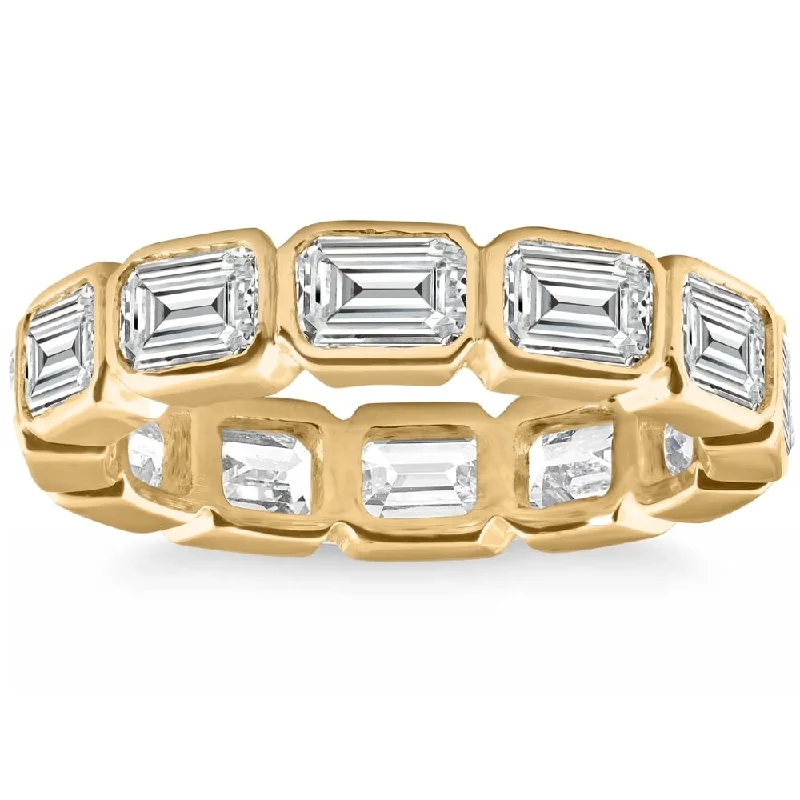 Women’s wedding set ring-4Ct Emerald Cut Diamond Eternity Ring Horizontal Bezel Lab Grown Gold