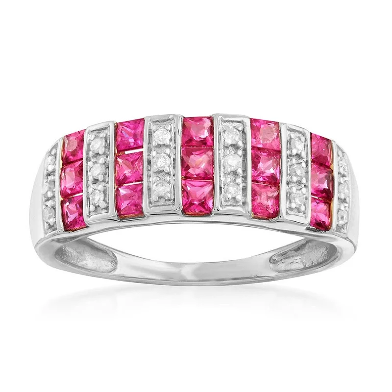 Women’s platinum wedding band-14Kt White Gold Ruby and Diamond Band Ring