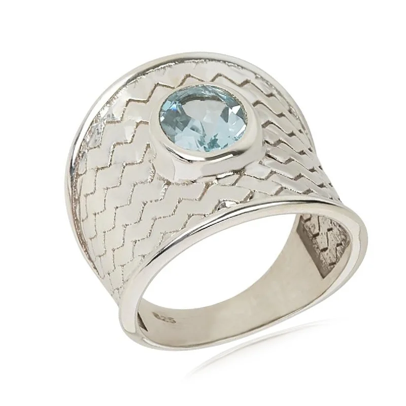 Women’s celestial ring-925 Sterling Silver Sky Blue Topaz Gemstone Solitaire Ring