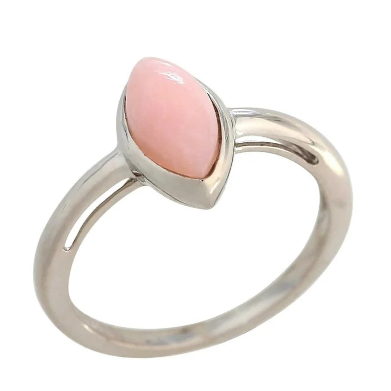 Women’s engagement ring-925 Sterling Silver Pink Opal Solitaire Ring