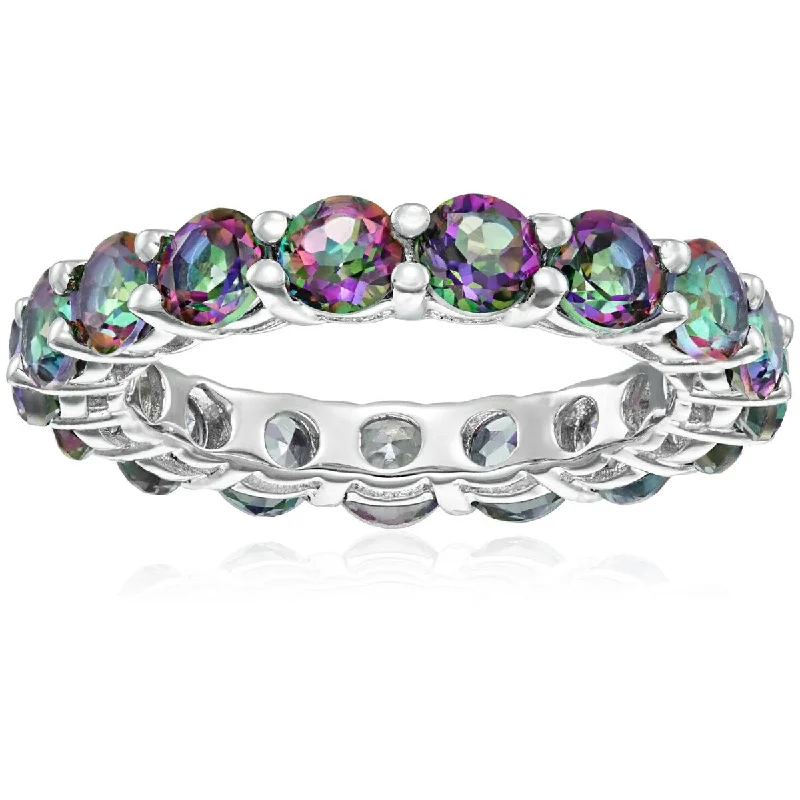 Women’s classic ring-925 Sterling Silver Mystic Topaz Band Ring