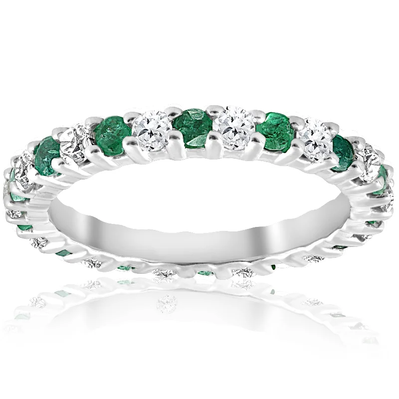 Women’s diamond cluster ring-1 1/2ct Emerald Diamond Eternity Ring White Gold