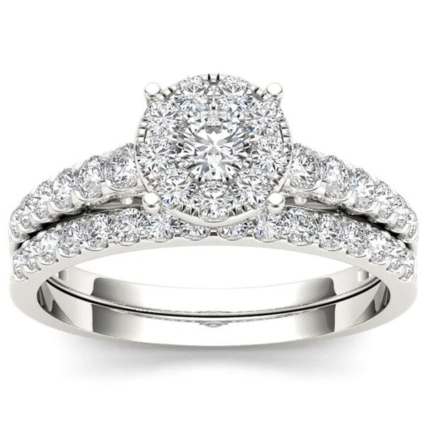 Women’s eternity ring-De Couer 10k White Gold 1ct TDW Diamond Bridal Ring Set