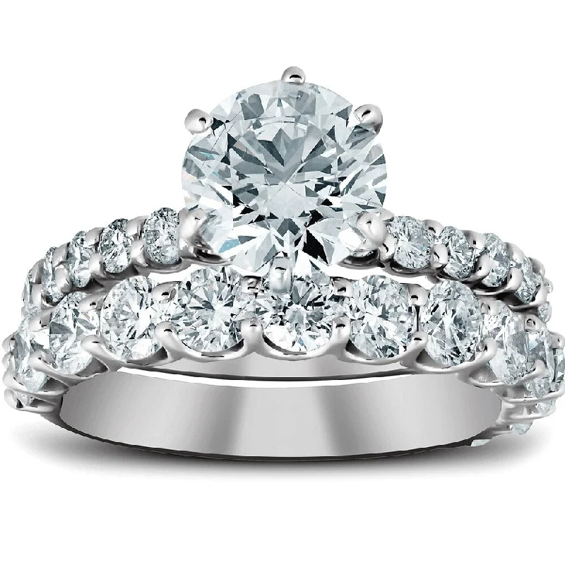 Women’s modern engagement ring-14k White Gold 3ct TDW Enhanced Diamond Bridal Ring Set