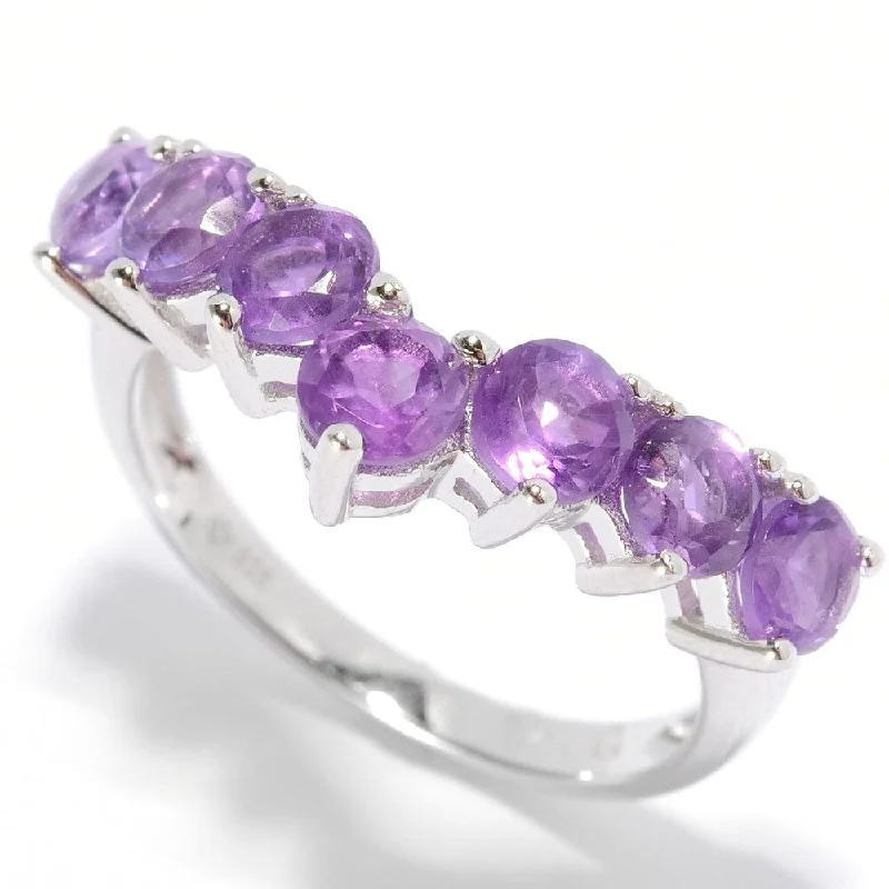 Women’s wedding band-Sterling Silver Amethyst Stack Ring