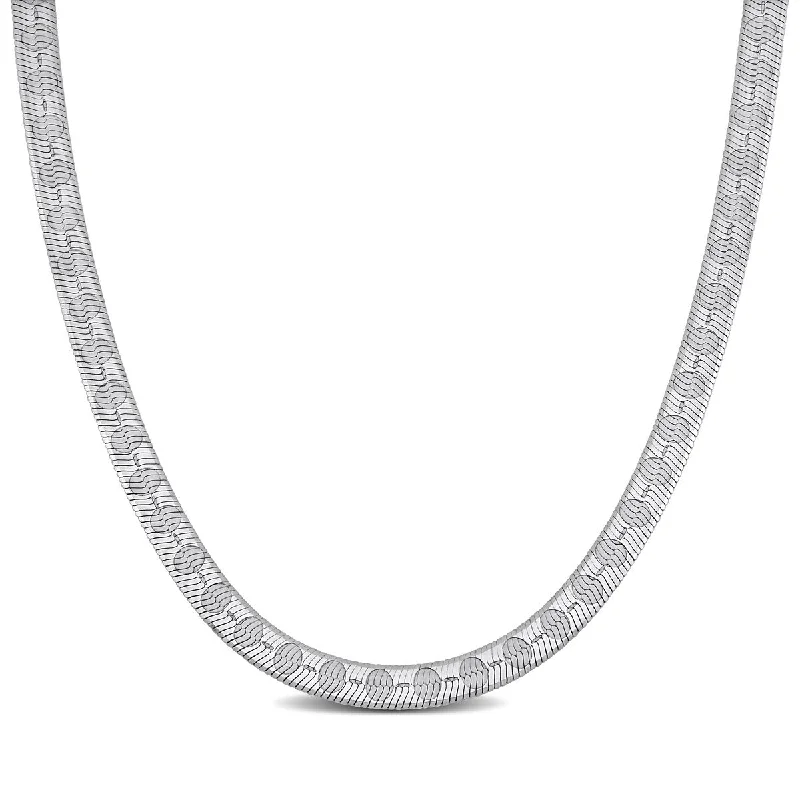 Women’s wedding set-Miadora 4.5mm Fancy Herringbone Necklace in Sterling Silver