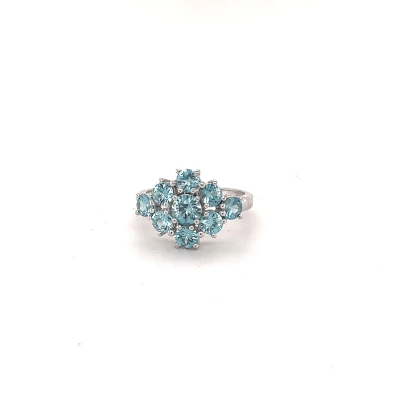 Women’s gold ring-925 Sterling Silver Blue Zircon Gemstone Ring