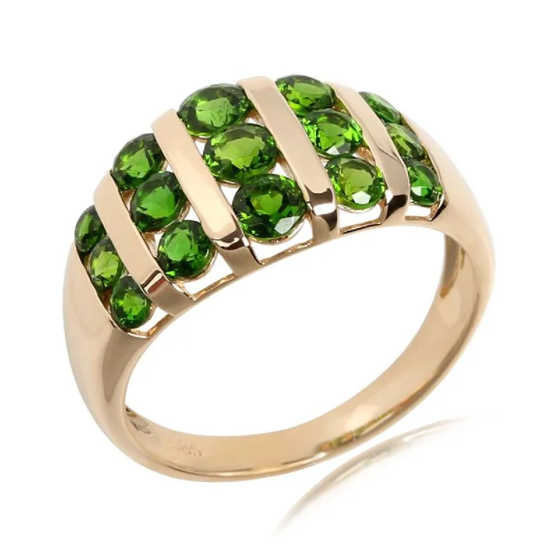 Women’s band ring-14Kt Yellow Gold Chrome Diopside Ring