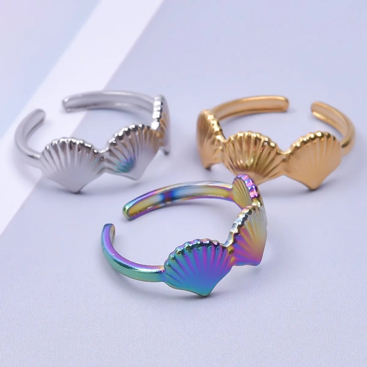 Women’s gemstone ring-Commute Shell Stainless Steel Plating Gold Plated Rings