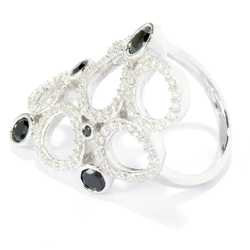 Women’s celestial ring-925 Sterling Silver Black Spinel and White Natural Zircon Ring