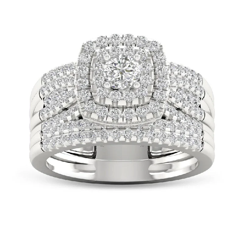 Women’s sparkling ring-De Couer IGI Certified 10k White Gold 1ct TDW Diamond Bridal Set Ring