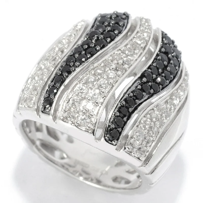 Women’s halo diamond ring-925 Sterling Silver Black Spinel and White Natural Zircon Ring