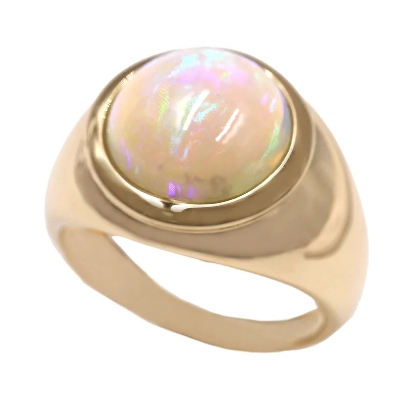 Women’s minimalist ring-14K Gold Ethiopian Opal Solitaire Ring