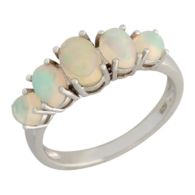 Women’s sparkling ring-925 Sterling Silver Ethiopian Opal 5-Stone Ring