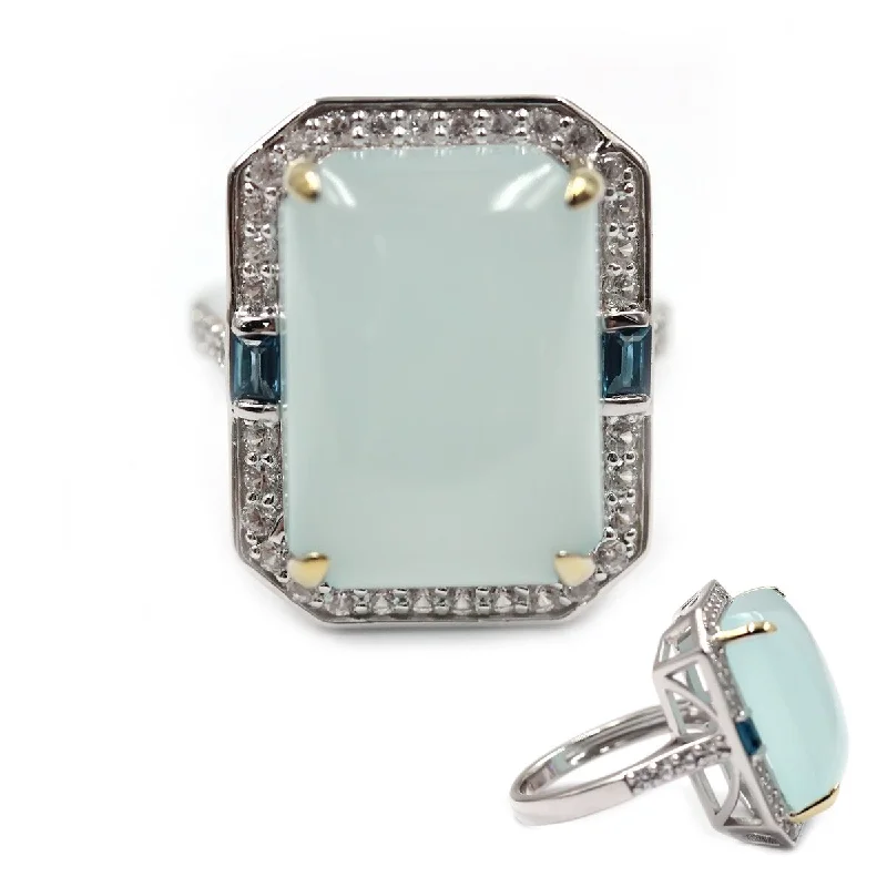 Women’s stackable ring-925 Sterling Silver Aqua Chalcedony Ring