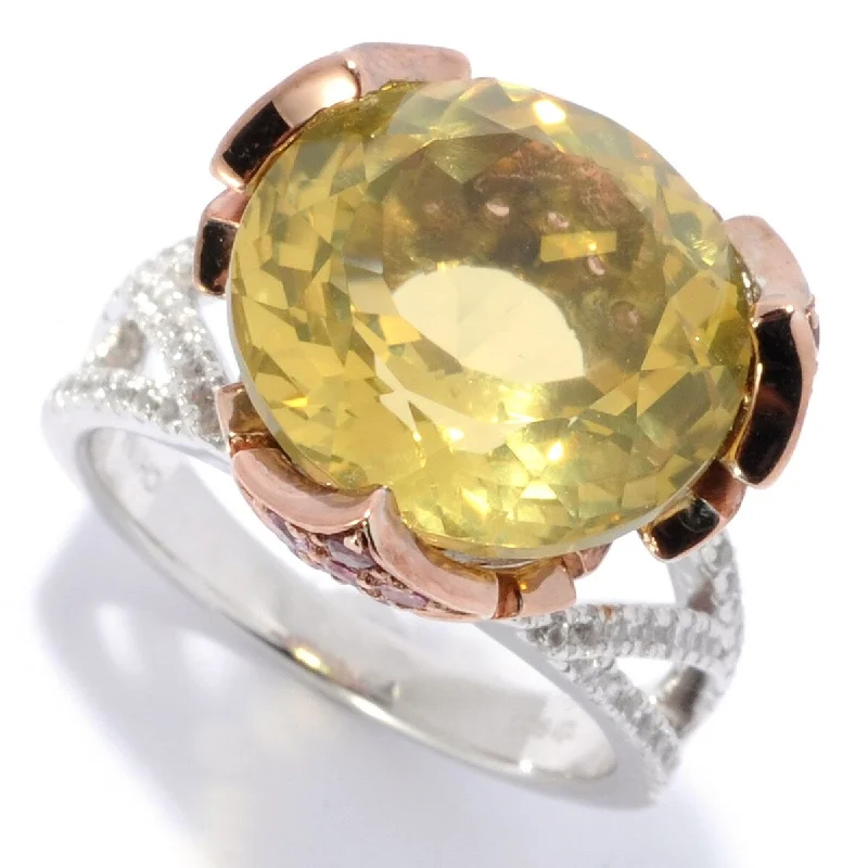 Women’s gold ring-Sterling Silver 11.14ctw Lemon Quartz & Multi Gemstone Ring