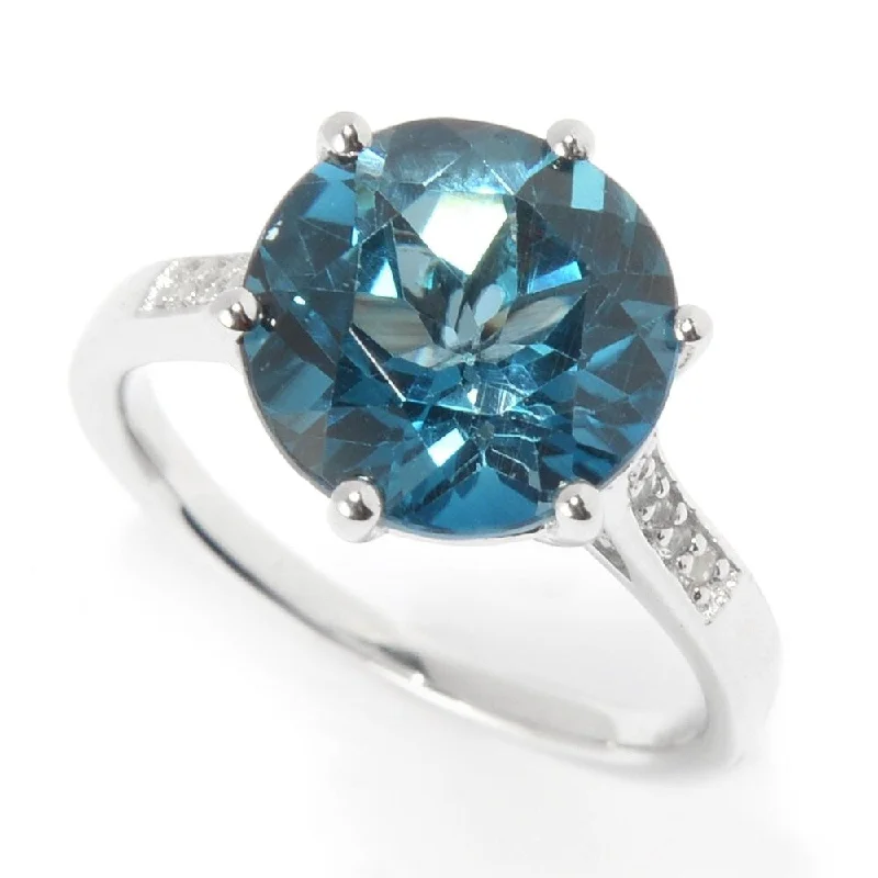 Women’s gemstone ring-Sterling Silver 5.19ctw London Blue Topaz & White Topaz Ring