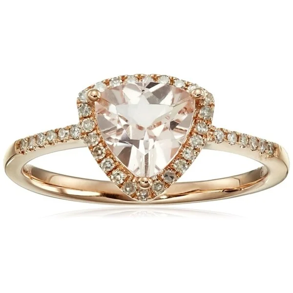 Women’s rose gold ring-14k Rose Gold Morganite & Diamond Trillion Ring, Size 7 - Pink