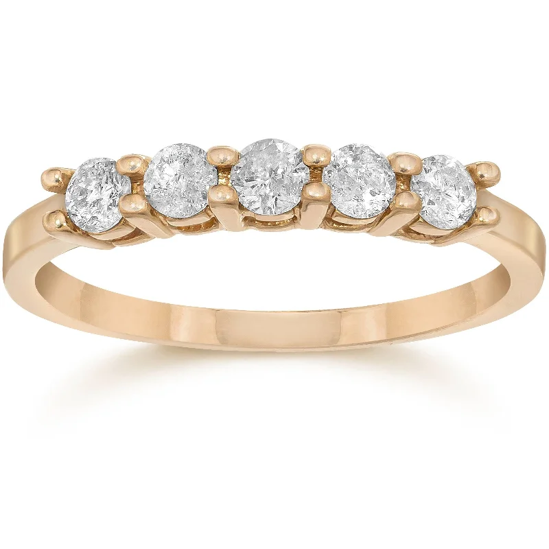 Women’s gemstone ring-3/4ct Five Stone Diamond Ring Rose Gold