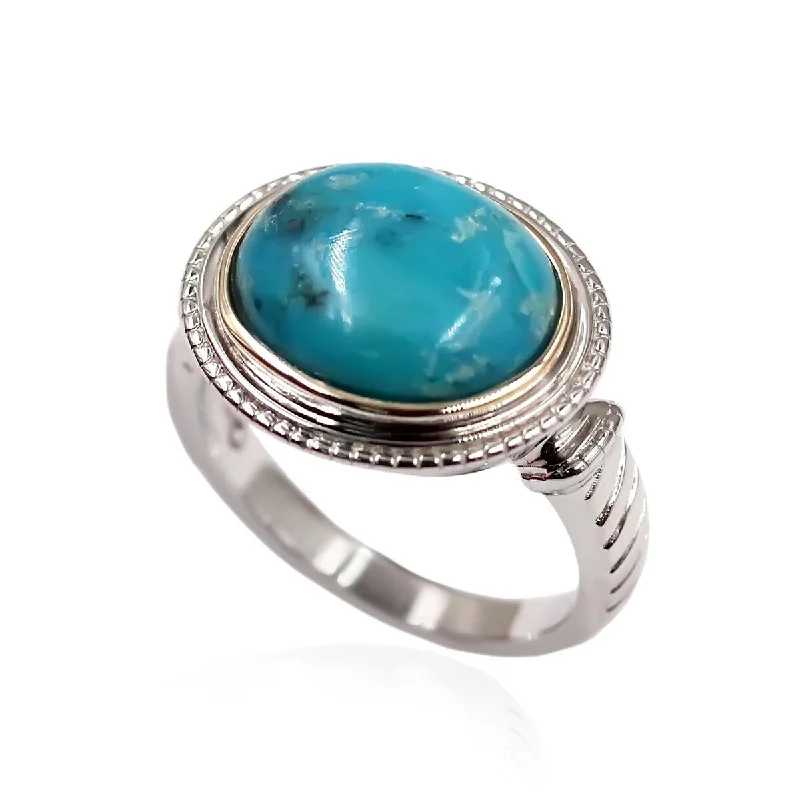 Women’s luxurious ring-14k Gold and Sterling Silver Campitos Turquoise Ring