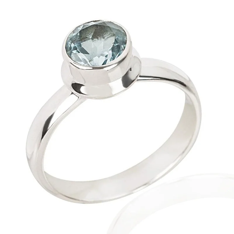 Women’s heart-shaped diamond ring-925 Sterling Silver Sky Blue Topaz Solitaire Ring