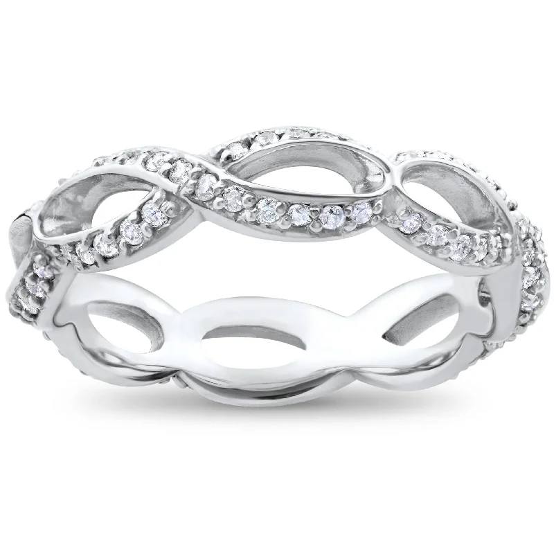 Women’s two-tone ring-3/4ct Diamond Infinity Eternity Ring White Gold